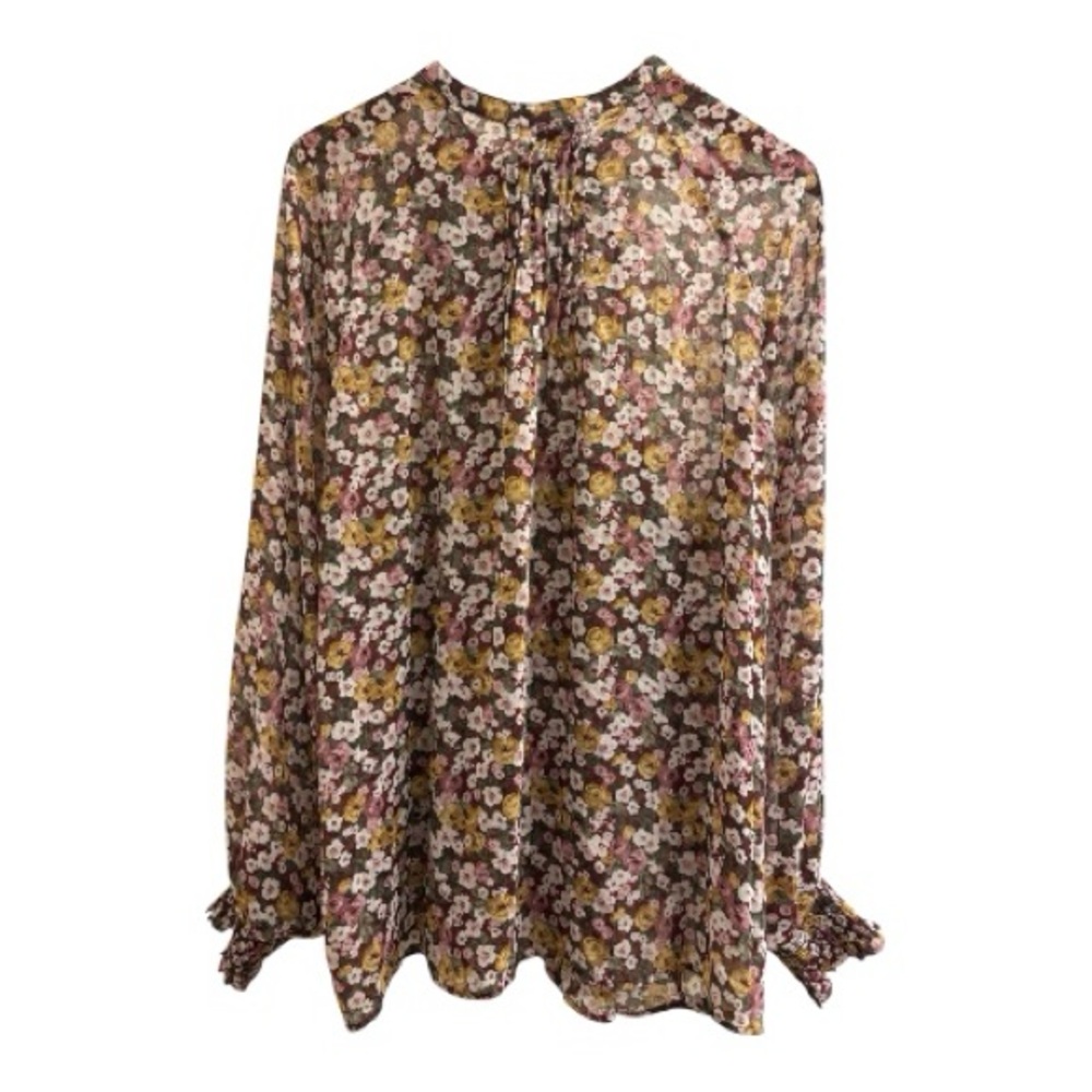 Torrid 3X Blouse Long Sleeve Fall Floral Metallic Thread Button Details Relaxed - Picture 5 of 14